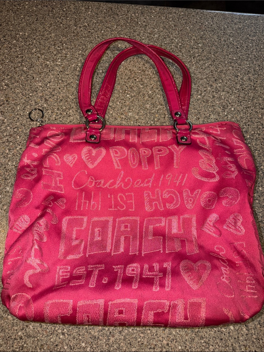 Coach Poppy Pink Glitter Logo Y2k Tote - Gem